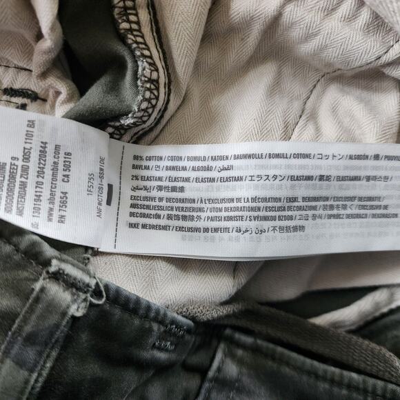 Abercrombie & Fitch Camo Pants Mens 30x30 Rustin Athletic Slim Green Zip Leg - Picture 12 of 12